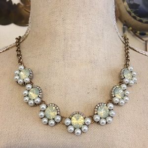 Antique style faux opal AB pearl necklace